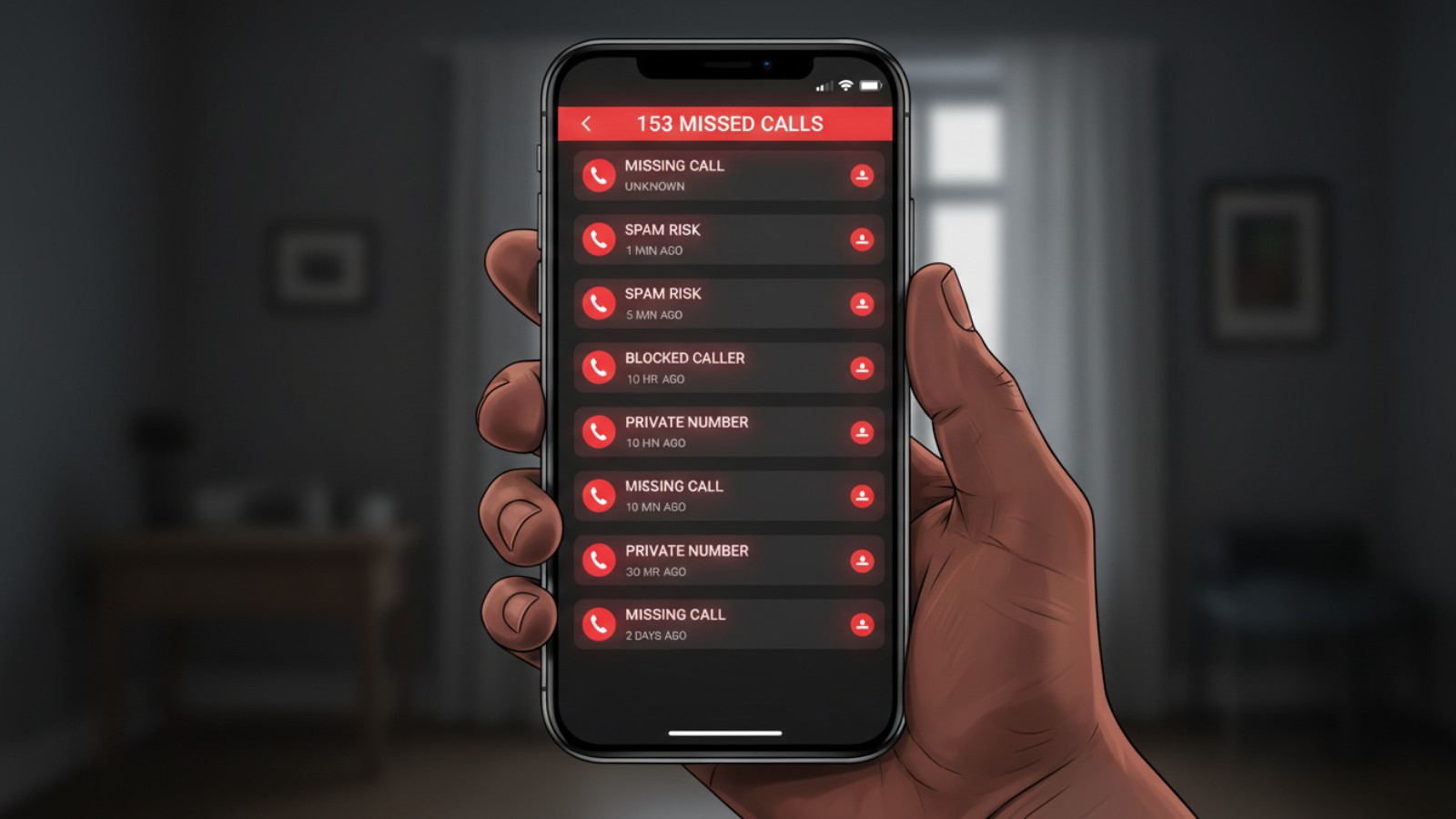 スマートフォンの画面いっぱいに「不在着信」が並んでいる絶望